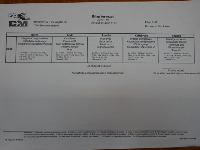1月25日～29日給食メニュー