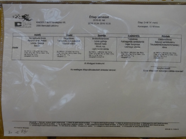 2016年10月24日～28日メニュー